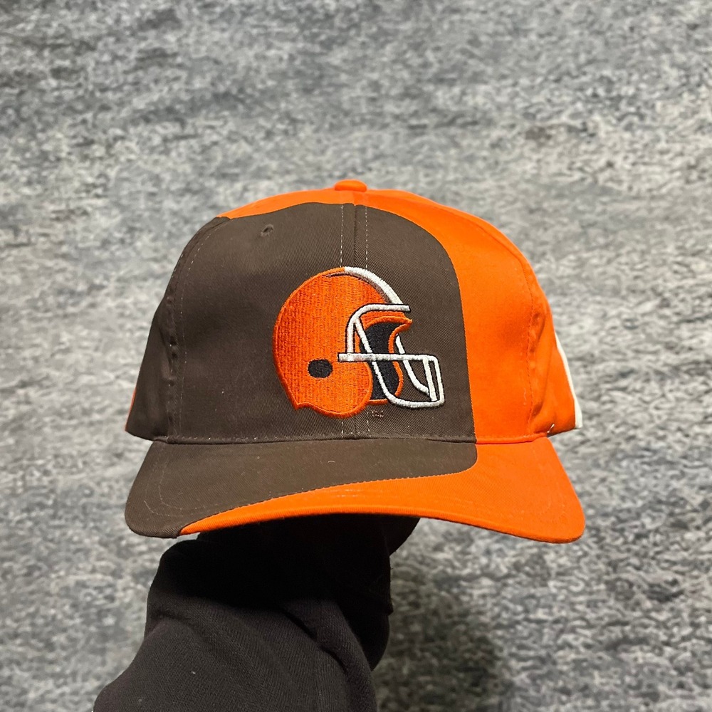 Vintage 90s Cleveland Browns Hat Snapback NFL Annco Swirl Embroidered Adjustable